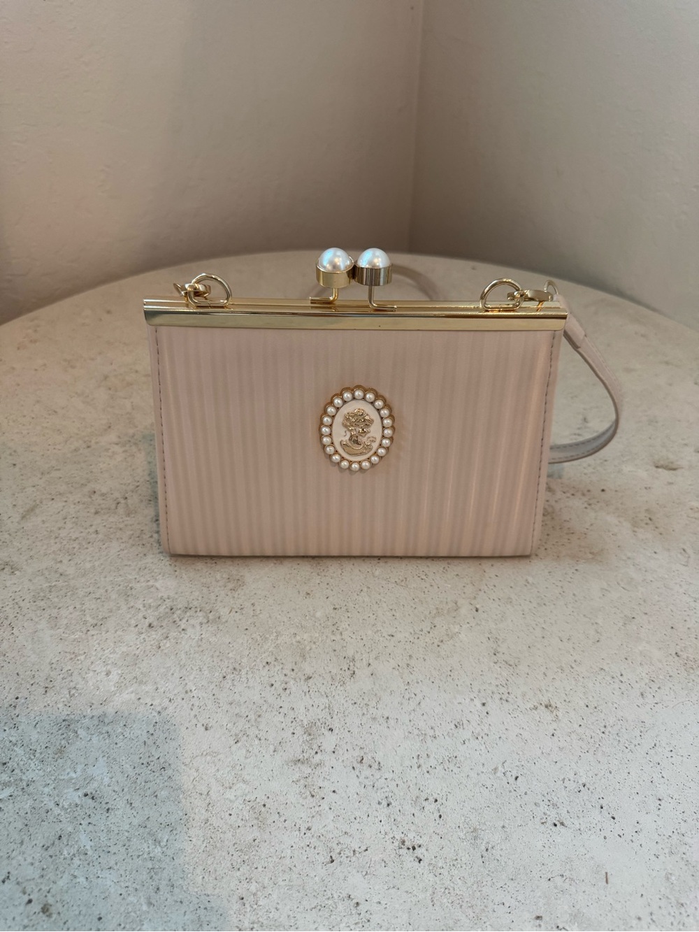 Pearl-Embellished Mini Box Bag in Blush